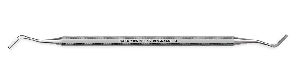Premier Dental 1003226 Double End #51/52 Black Cutting Hatchet Instrument Premier Dental 1003226 Double End #51/52 Black Cutting Hatchet Instrument